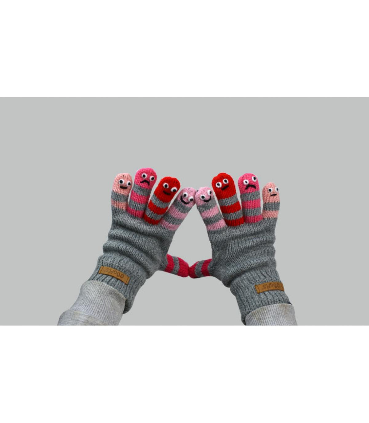 Handschuhe grau rosa Kinder Almanzo Gloves Kids heather grey